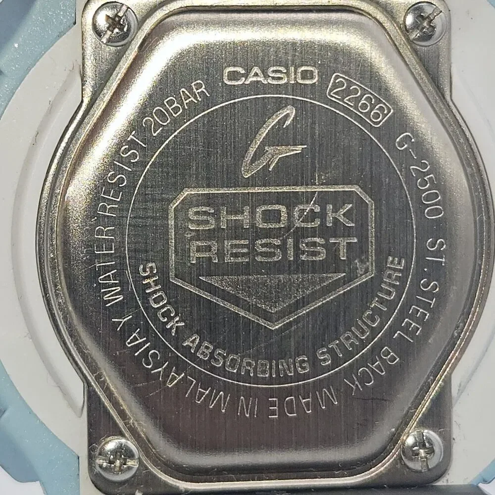 Casio G-Shock G-2500 Blue Digital Watch Data Memory 200M 2266 Tested